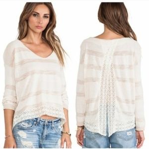 Free People Pebble Dash Embroidered Trim Sweater